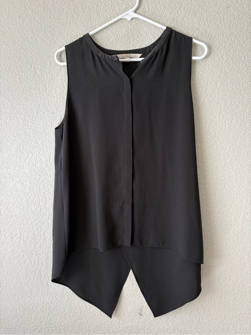 RACHEL Rachel Roy Black Sleeveless Split Back Blouse